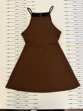 Forever 21 Brown Textured Halter Mini Dress